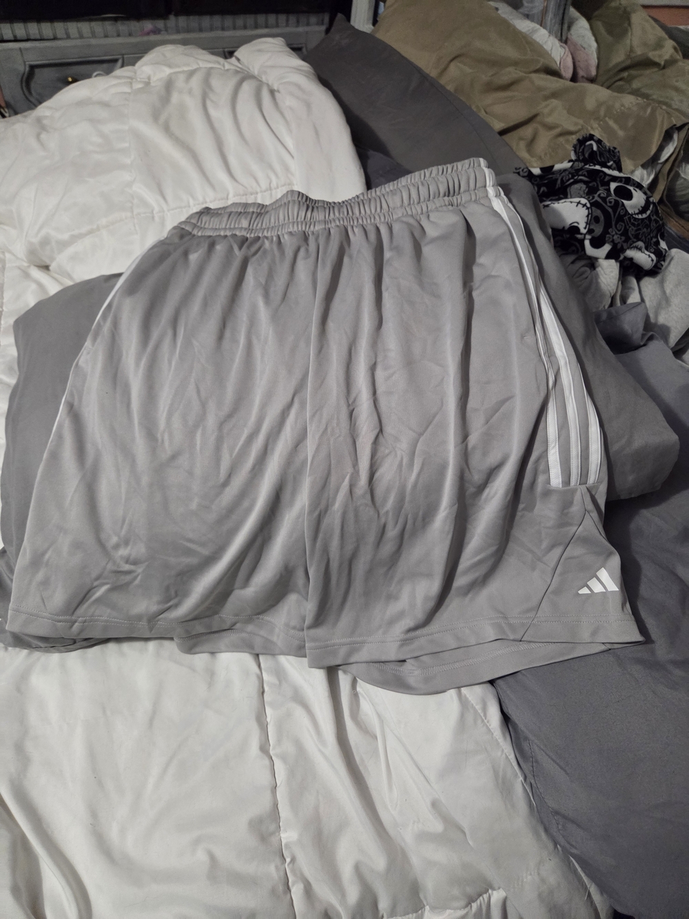 adidas Men’s Gray Athletic Shorts with Three-Stripes